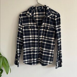 Chaps Navy and Cream Plaid Shirt